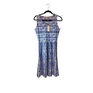 Bob timberpaka NWT women’s blue and white mosaic, print dress size small